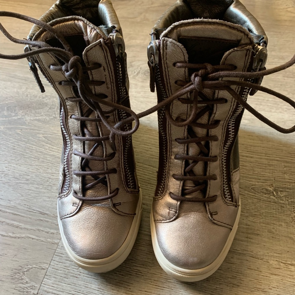 Giuseppe Zanotti multicolor canvas and leather High-Top wedge Sneakers